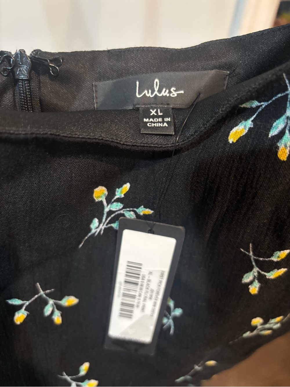 Lulu's Black Mini Dress with Tiny Floral Sprigs - Picture 4 of 6